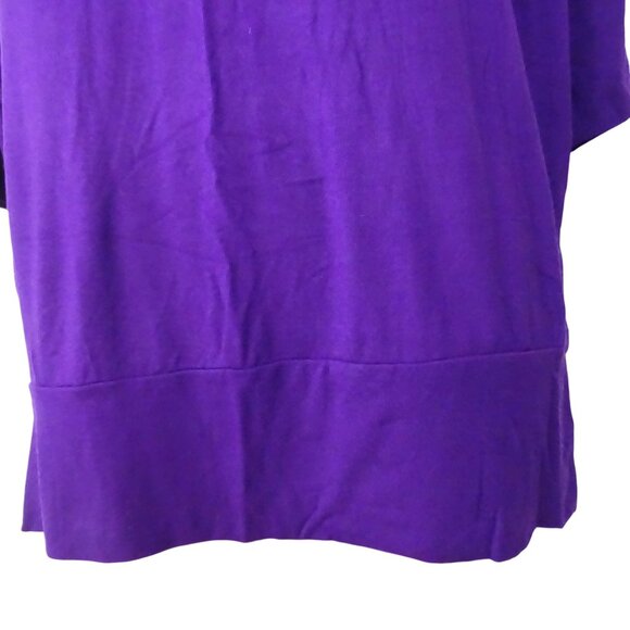 Simlu Purple Loose Fit Tunic Top Women Size L 3/4 Sleeve Lightweight - Picture 2 of 9